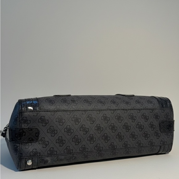 Vintage GUESS Extra Large Monogram Tote Black Gray Luxury Bag - Picture 3 of 11